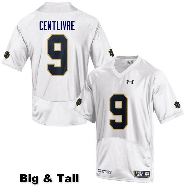 Men's NCAA Notre Dame Fighting Irish #9 Keenan Centlivre Stitched College Under Armour Authentic White Big & Tall Football Jersey XG10D51YQ